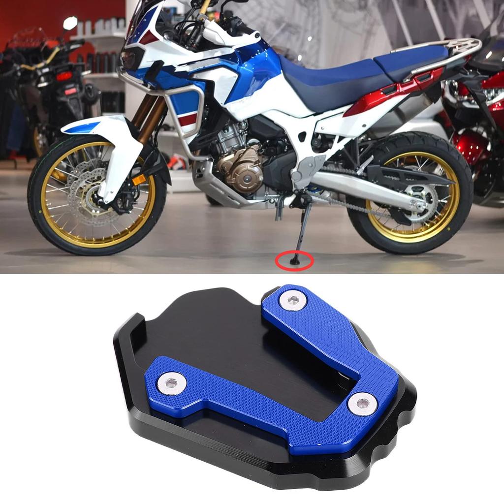 Motorcycle Kickstand Extension Stand Support Plate Aluminum Alloy Replacement CRF1100L Africa Twin 2019-2021 (Blue)