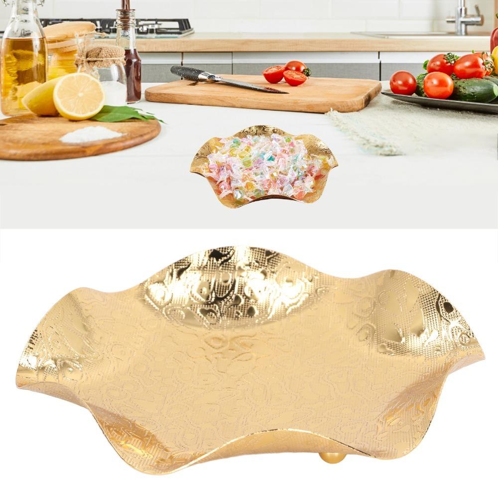Gold Metal Fruit Bowl Smooth Surfaces Decorative Tray Fruit Bowls Gold Fruit Bowl  For Kitchen