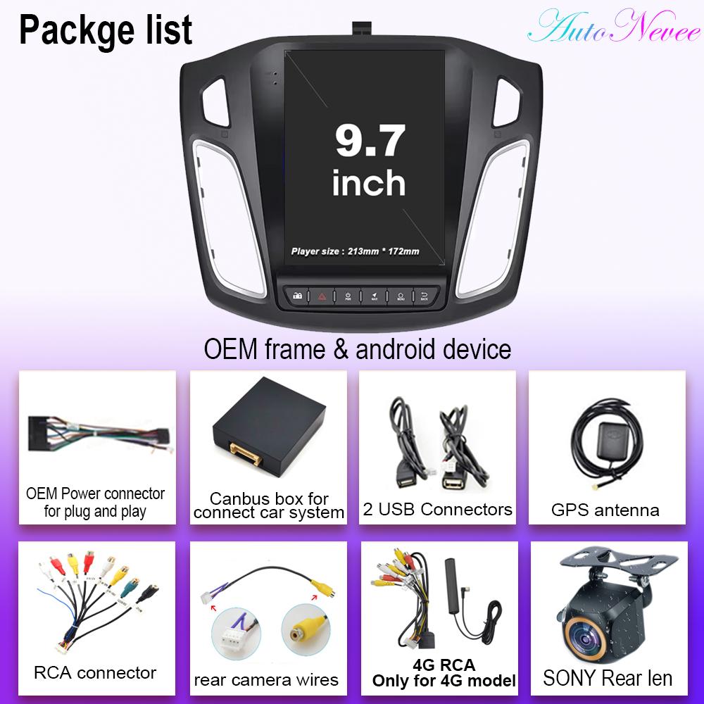 9.7 Inch screen For Ford Focus 3 Mk 3 2011-2019 Car DVD AutoRadio Carplay 4G Multimedia Player WIFIGPS Navigation NP No 2din DVD