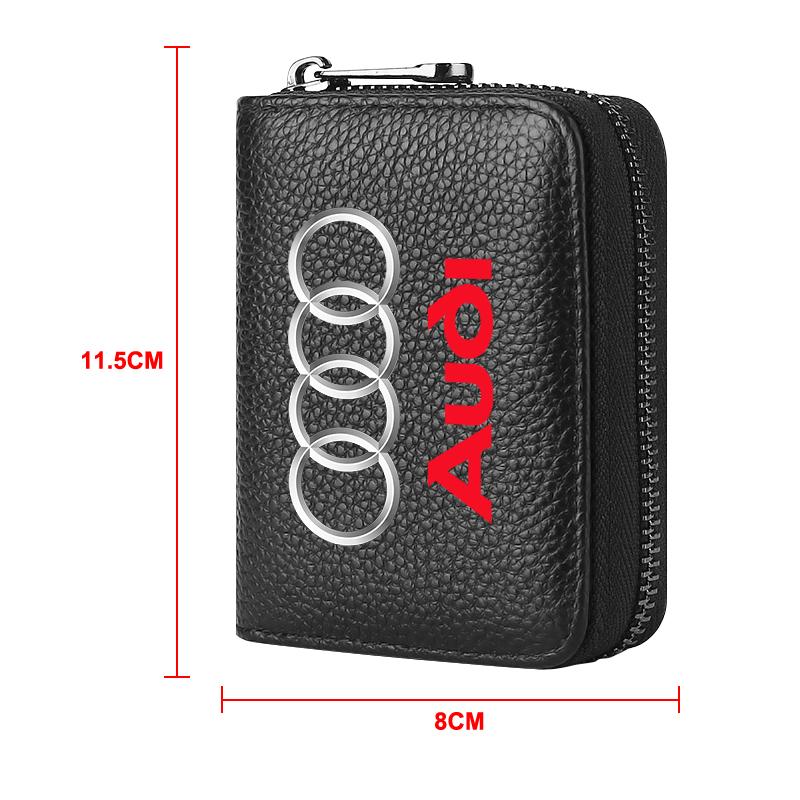 Leather Car Driver's License ID Card Bank Card Wallet Car Styling For Audi TT Q3 Q5 Q7 Q8 B5 B6 B7 B8 B9 Q7 8P 8V 8L A3 A4 A5 A6 A7 A8 8L R8