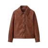 Retro Coffee PU Leather Jacket - Women's Versatile European Style for Autumn and Winter