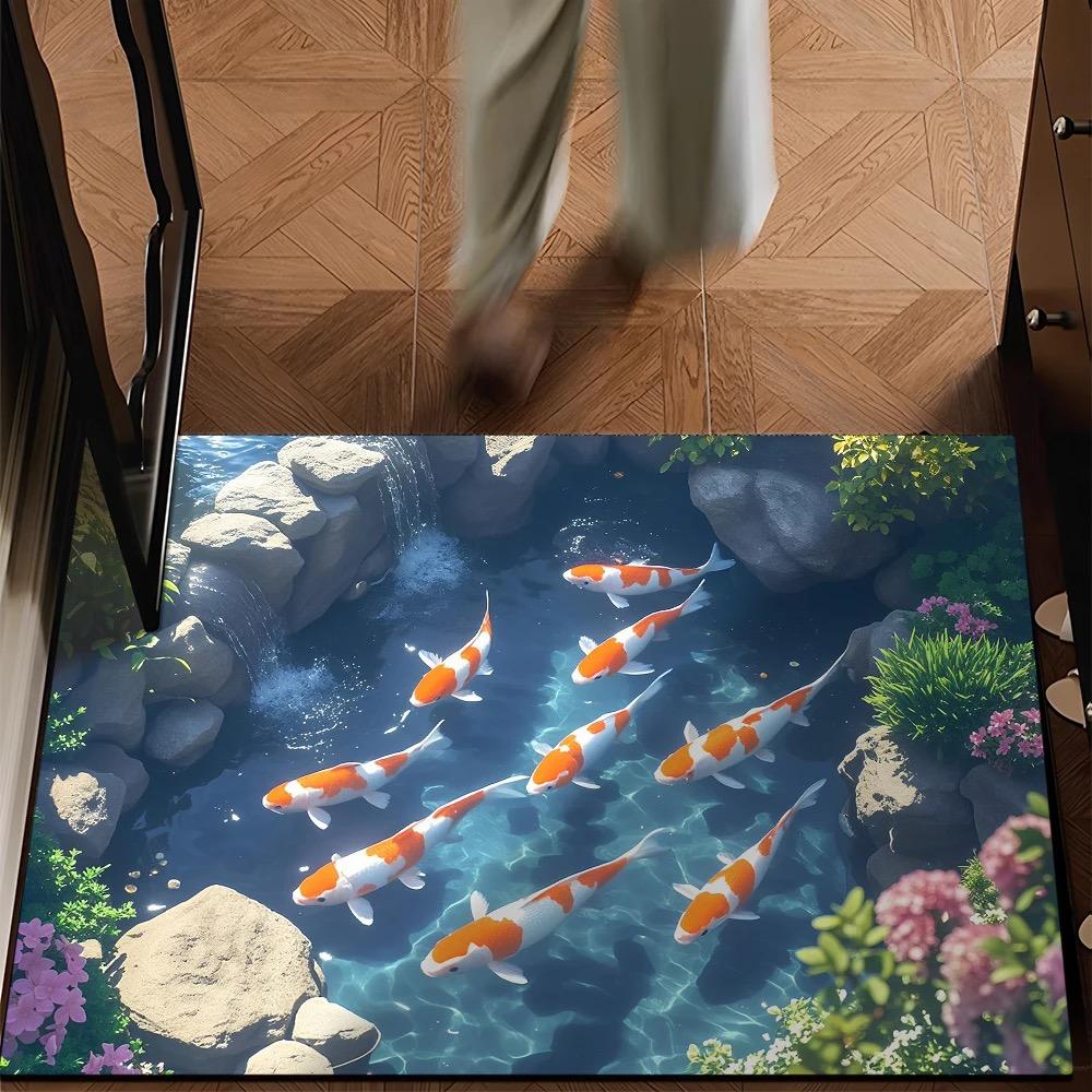 70x100cm 3D Visual Polyester Floor Mat – Durable Velvet Non-Slip Bathroom Door Rug