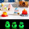 1Pc Diy Dollhouse Decoration Mini Luminous Resin Christmas Cute Bonfire Snowman Ornament Glow In The Dark Miniature Figure