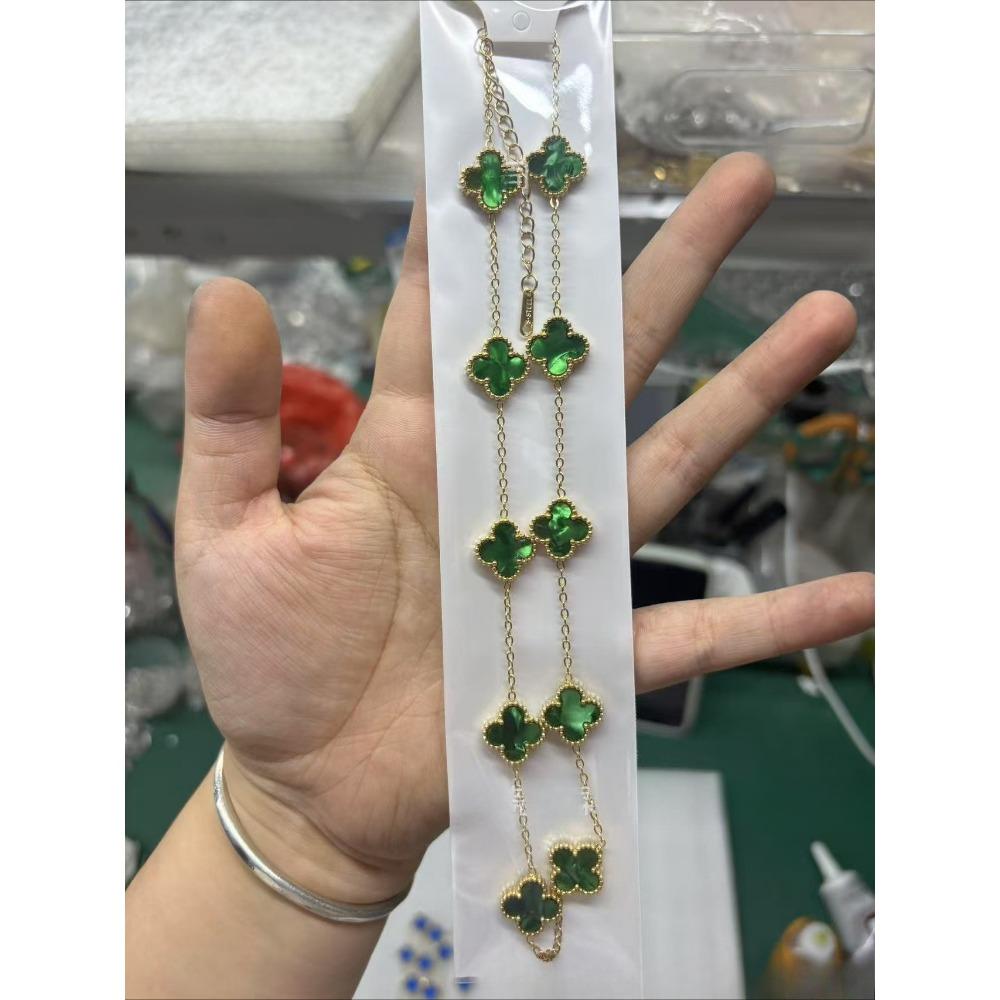 High-end Ten-flower Necklace Double-sided Four-leaf Clover Clavicle Chain Luxury High-end Women's Necklace