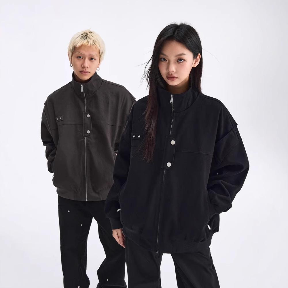 Vintage American Detroit Turn-Down Collar Jacket: Stylish 2025 Spring Workwear for Couples