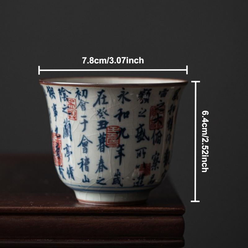 Antique Blue and White Porcelain Teacup Ceramic Master Cup Tea Bowl Mugs Chinese Kung Fu Gongfu Teaware Set Household Drinkware
