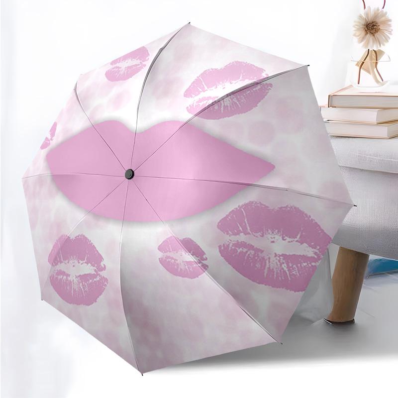Makeup Girl Series Folding Umbrella Fashion Auto-Open 8 Iron Ribs Plastic Handle Foldable Sunshade Perfect Christmas Gifts