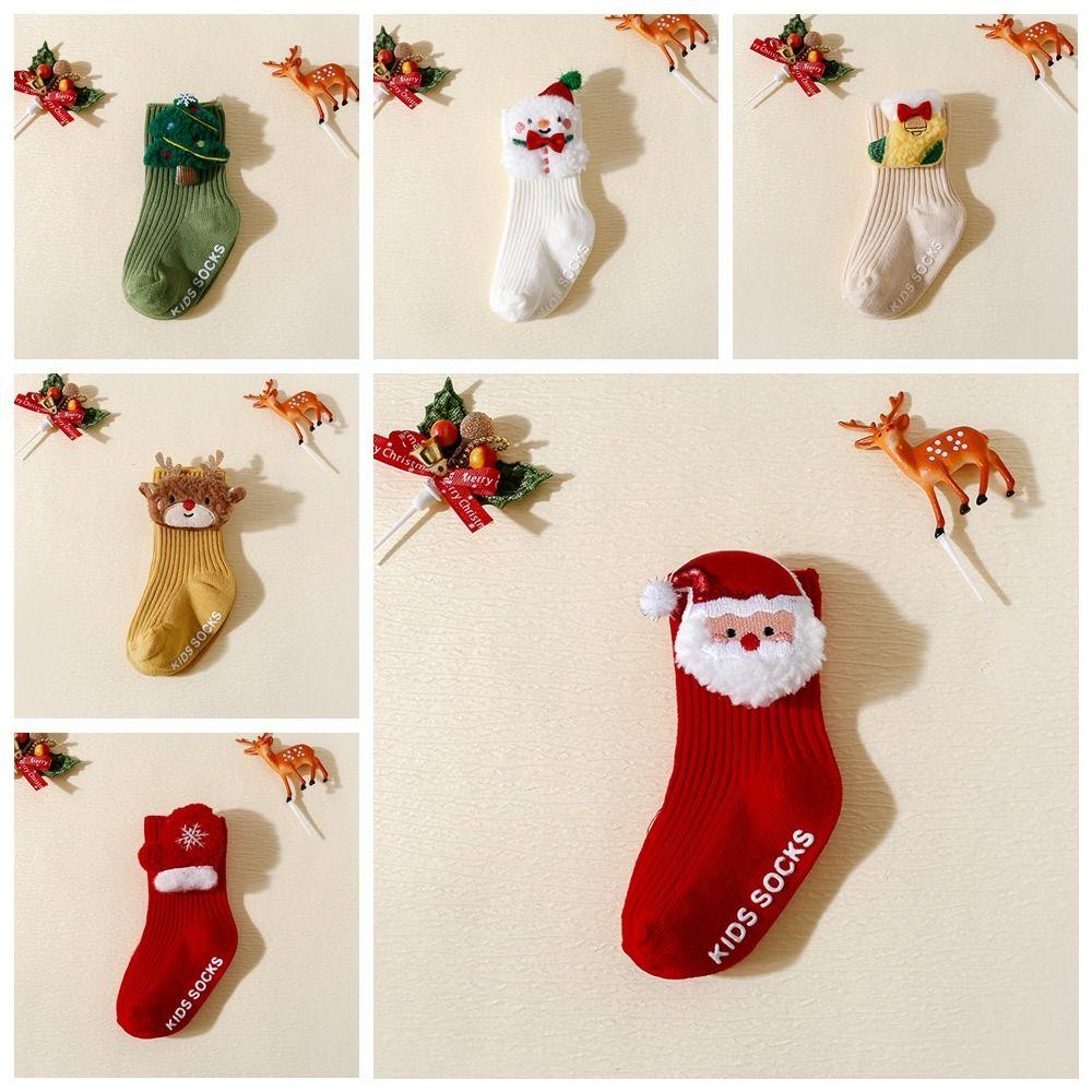 Cotton Christmas Baby Socks Anti Slip New Year Toddler Socks Newborn Floor Socks  0-3 Years