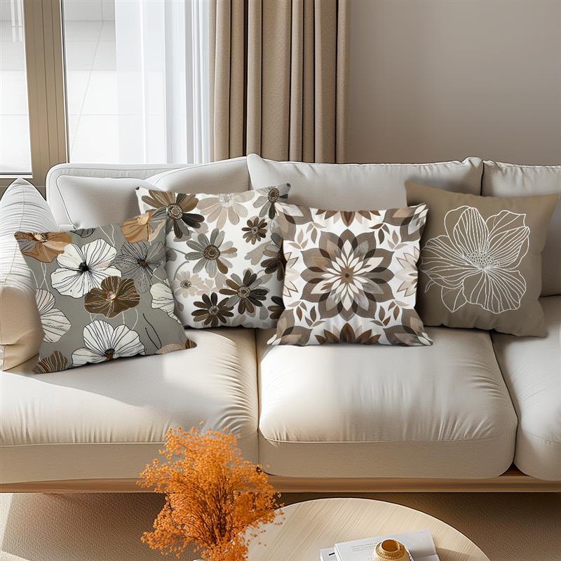 Geometric Flowers Cushions Pillowcase Printed Polyester 45X45Cm Throw Pillow Cover Decorative Sofa Cushion Pillowslip Home Decor