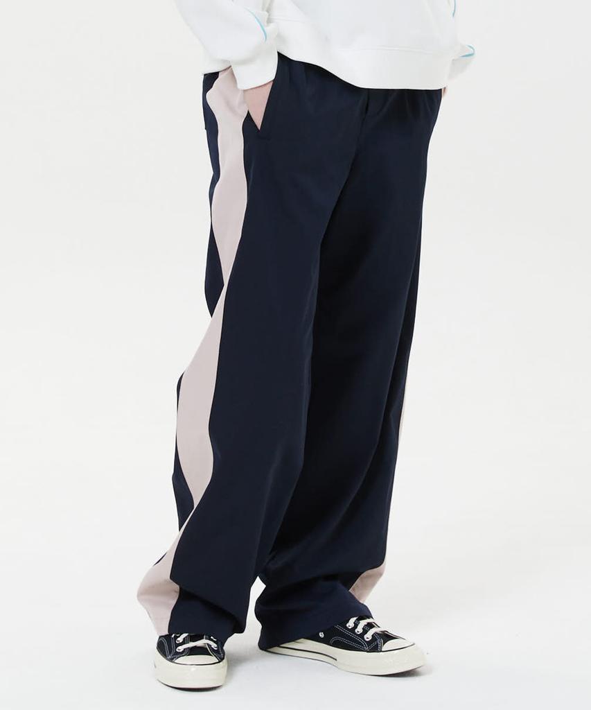 WAIKEI Line Colorblock Wide Track Pants Navy