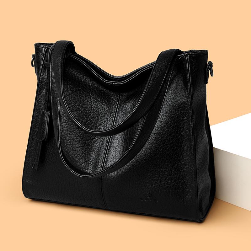 תיק טוטה מ-PU לנשים, תיק כתף בקיבולת גדולה, תיק צד, תיק יומיומי לאם