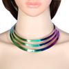 Layer Multi Metal Collar Necklace With Gradient Design For Unisex Gifting Wear