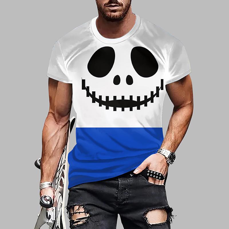 New Summer Men's Fashion T-shirt Personality Halloween Printed Men's T-shirt Top