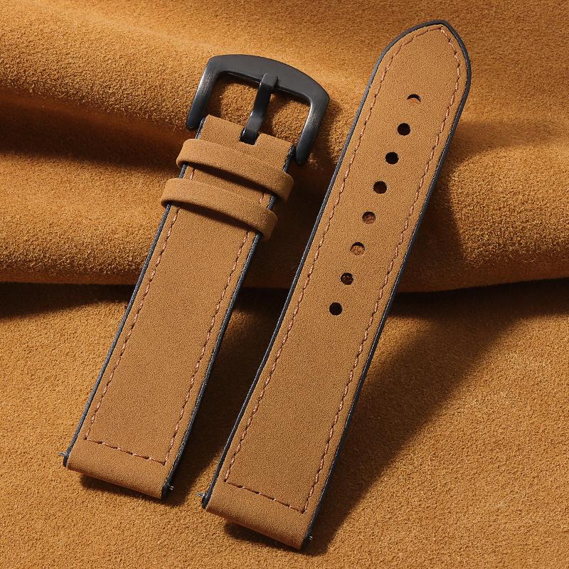 

2025New silicone leather watch strap suitable for Seiko HuaweiGT2Crazy Horse Silicone Watch Strap20mm22mm 22mm світло-коричневого кольору