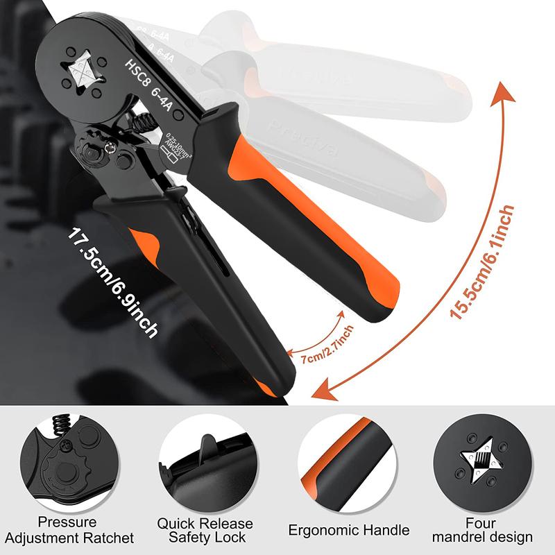 Tubular Terminal Crimping Pliers HSC8 6-4A Crimper Wire Mini Ferrule Crimper Tools Household Electrical Kit With Box