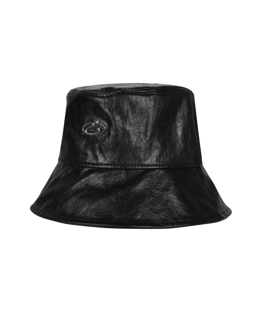 MORE THAN BLACK Leather Bucket Hat