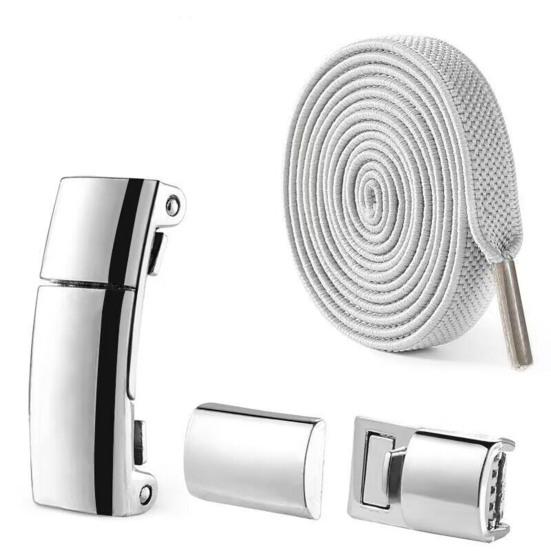 2 st magnetiska skosnören metallspänne med 2 elastiska skosnören för lata barn vuxna sneakers sportskor snörningsfria snören snabbfästespänne skotillbehör