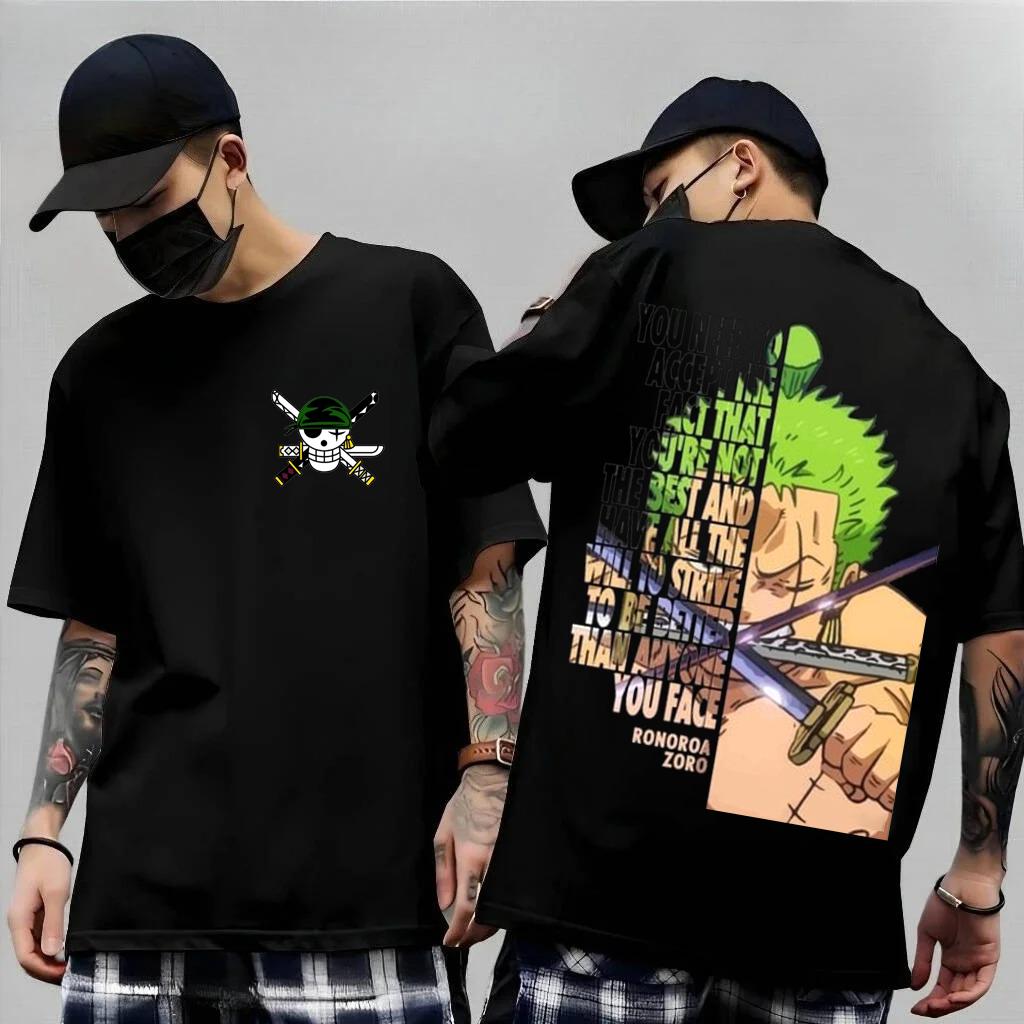 One Piece Japanese Anime Printed Unisexs TShirt Roronoa Zoro Boy Childrens Harajuku Short Sleeve Kids Luffy Tshirt Clothing