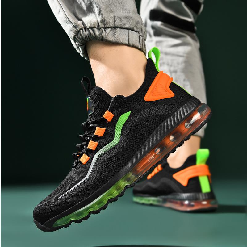 Flying Woven Air Cushion Sports Casual Shoes High Rebound Shock Absorption Breathable Mesh Men's Shoes Outdoor Running Light Sports Tide Shoes