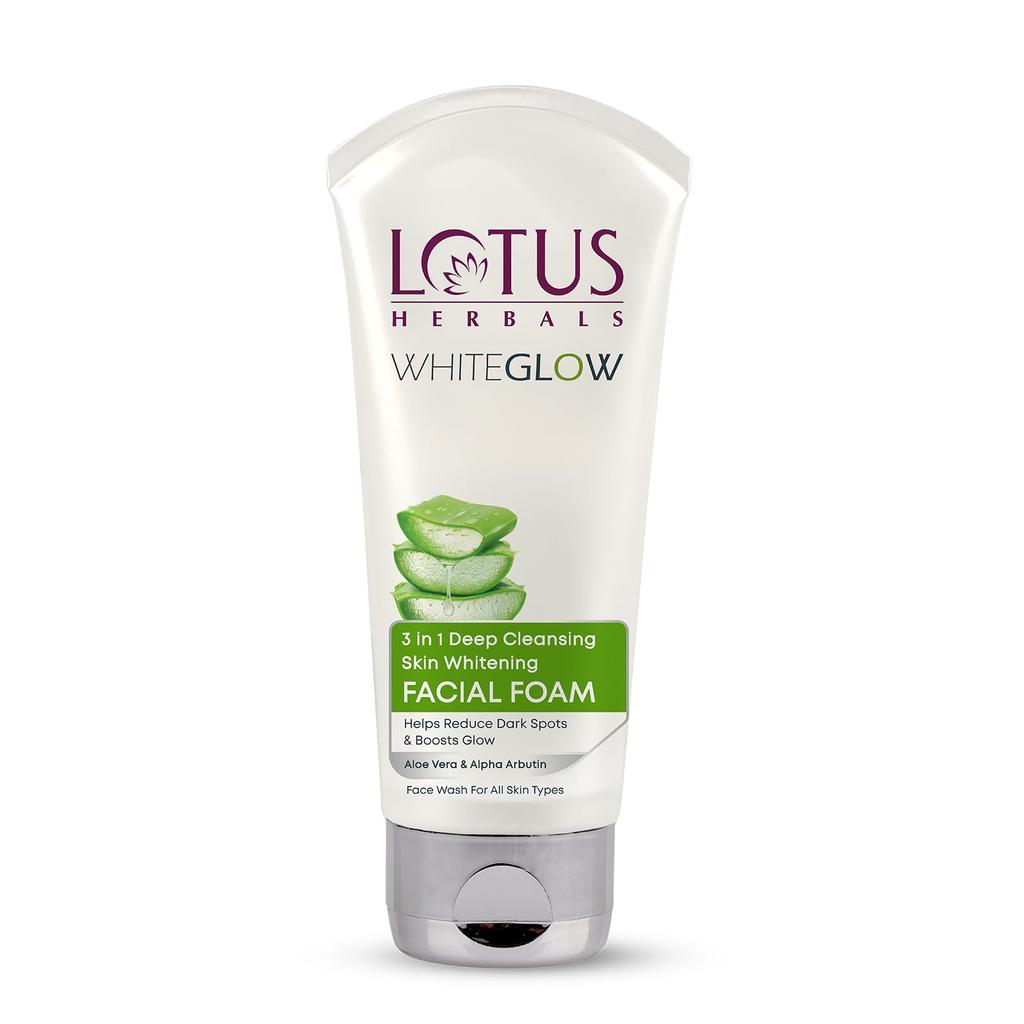Lotus Herbals WhiteGlow Skin Whitening And Brightening Gel Cream 60g+Lotus Herbals 3 in 1 Deep Cleansing Facial Foam 50g