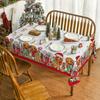 Christmas Gingerbread Man Balls Waterproof Tablecloth Table Decor Winter Xmas Kitchen Dining Tablecloth Christmas Decorations