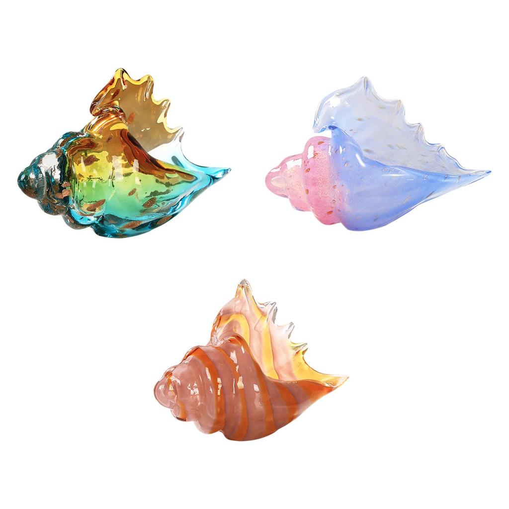 Glass Conch Figurine Statuette Sculpture for Birthday Gift Home Room Indoor