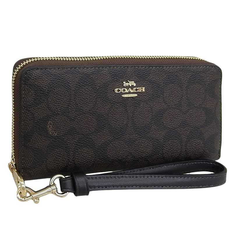 

[coach] wallet ladies round zipper long wallet outlet brand long zip around wallet signature canvas CW778 (WALNUT×BLACK/Brown) [product]