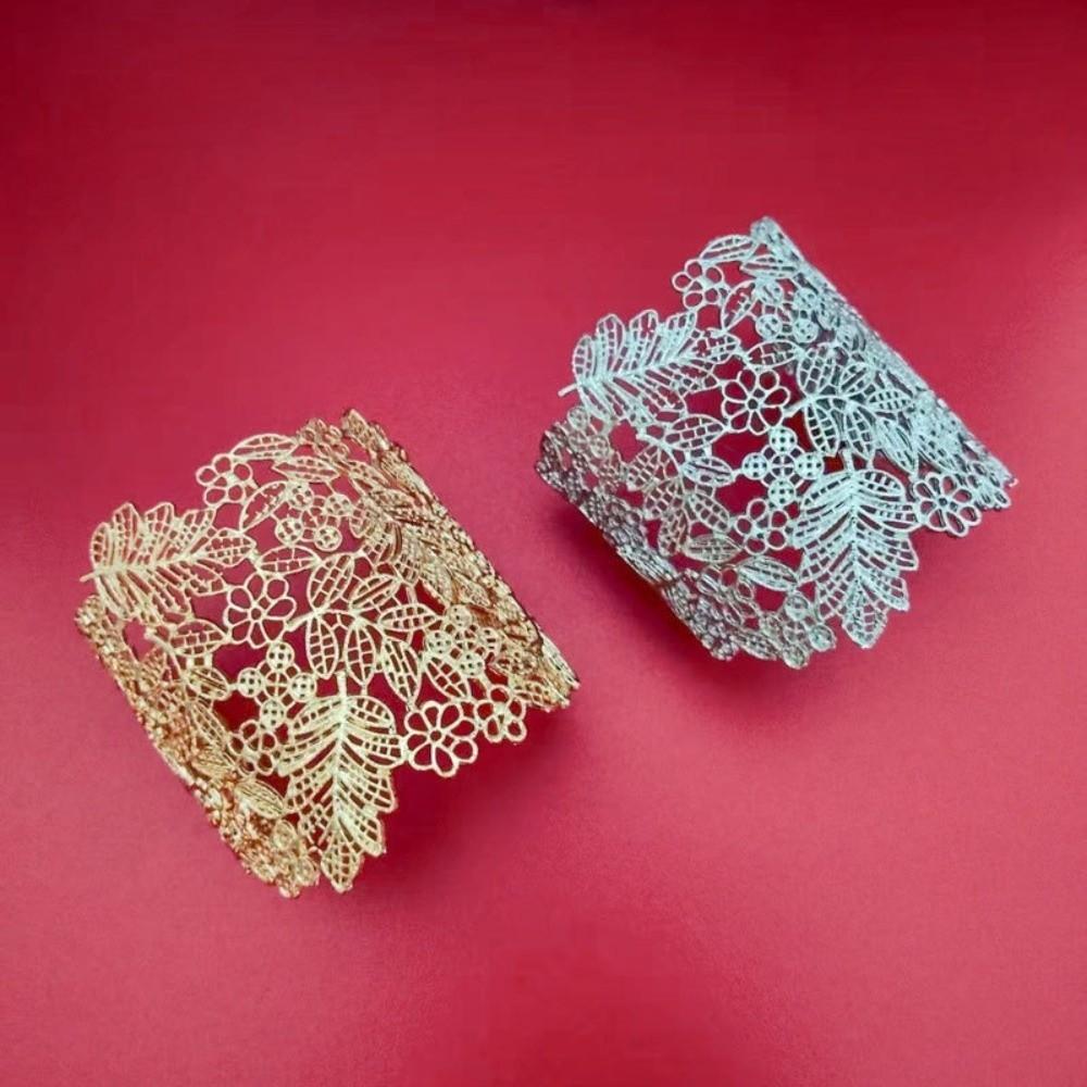 Legierung Blatt Blume Armband Ausgestanztes Design Übertriebenes Armband Ausgestanztes Armreif für Damen
