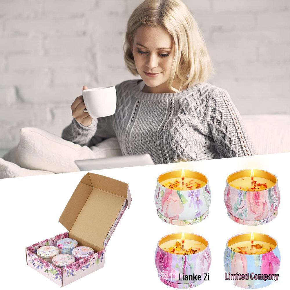 Handmade DIY Soy Wax Scented Candles with Dried Flowers: Home and Bedroom Ornaments with Essential Oil Fragrance
