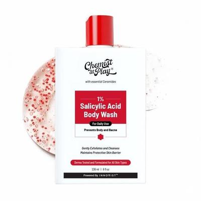 Chemist at Play 1% Gel de Baño con Ácido Salicílico 236ml | Sin Parabenos ni SLS | Gel de Ducha Exfoliante Suave | Previene el Acné Corporal, la Piel con Bultos