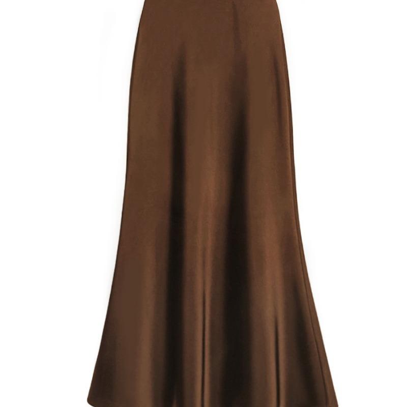 Jarní novinka Slim Fit Saténové sukně s vysokým pasem Dámská Móda Léto Jednobarevné Volné Dlouhá sukně do A Dámská Elegantní Dámská sukně s vysokým pasem Ležérní 25957