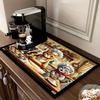1Pcs Rubber Drying Mat With  Chef Cat Print For Coffee Shop Restaurant Kitchen Carpet Tableware Durable Diatom Mud Table Mat Pet Mat Coffeeware
