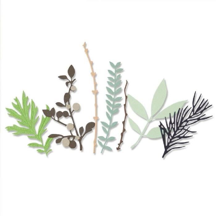 SIZZIX Thinlits Die Set - Hidden Leaves - 9 Pieces - Precise Cutting - Scrapbooking