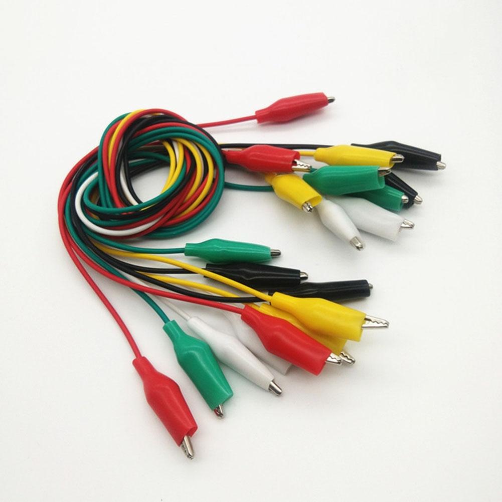 10pcs Crocodile Clips Test Leads Electrical Clamp Insulated 48cm Cable