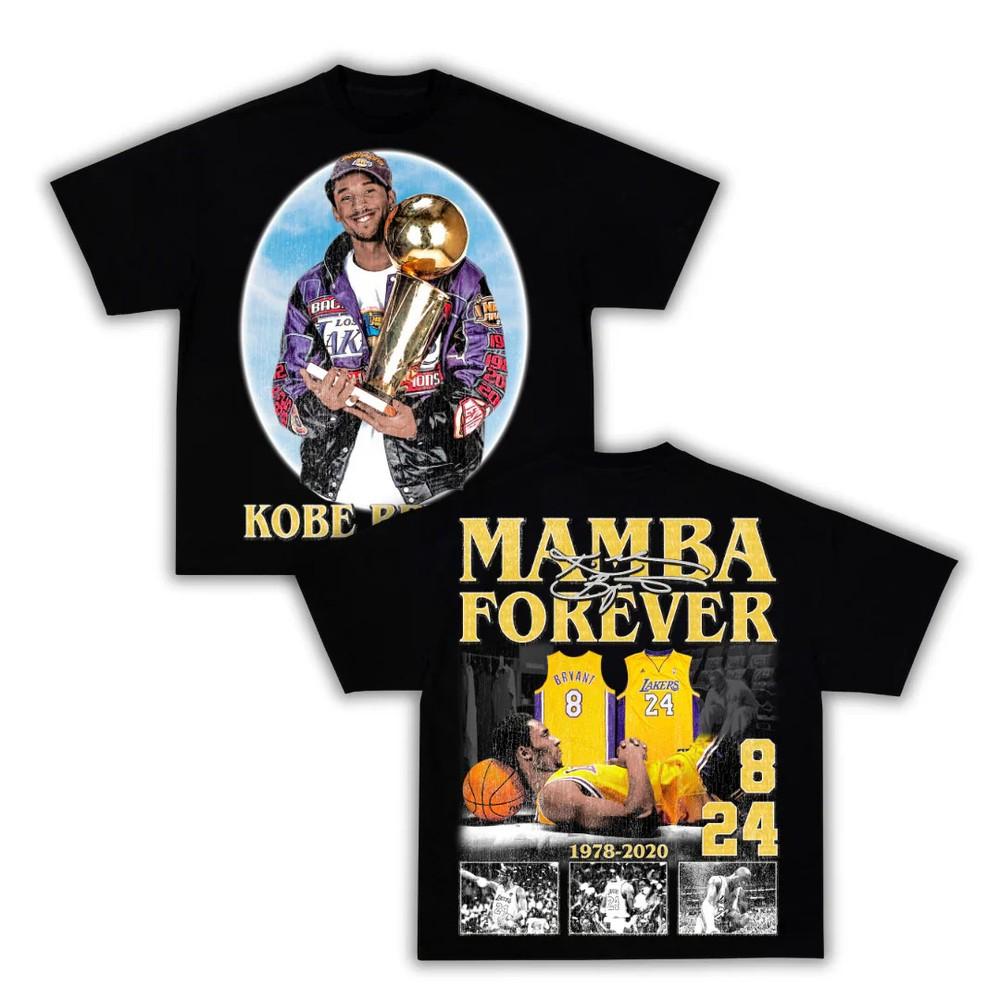 Mamba Forever Kobe Прямая винтажная футболка с графическим принтом Баскетбольная футболка Уличная одежда Y2K Унисекс футболка XL
