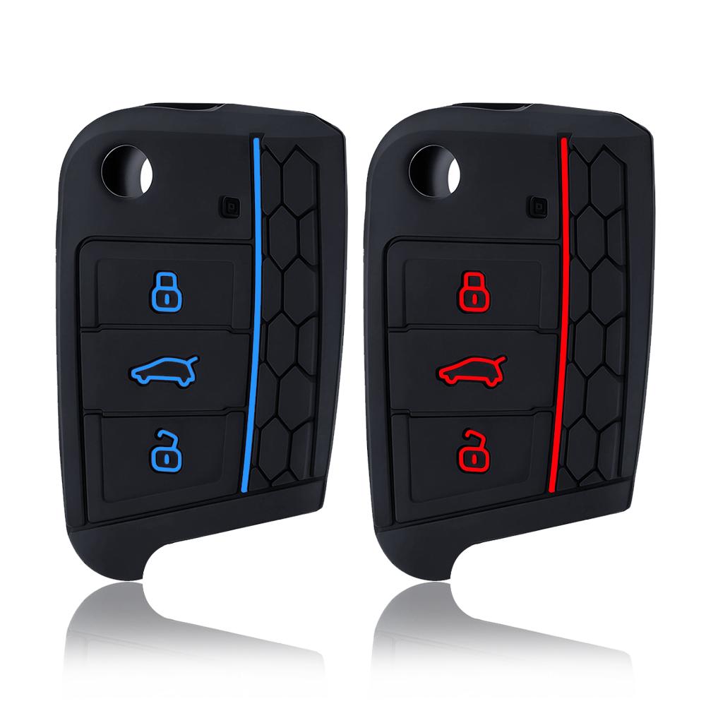 Silicone Flip Key Cover 3 Button Fit For Vw Golf 7 Mk7 Skoda Seat 2014 Fob Hull Octavia Combi Leon Ibiza Cuptra Case