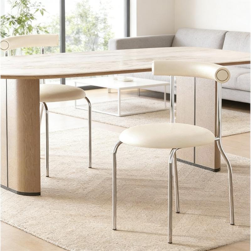 Dining Chairs Modern Living Room Dining Chair with Soft  Leather Cushion Seat and Metal Legs Kitchen Chairs Restaurant Chairs