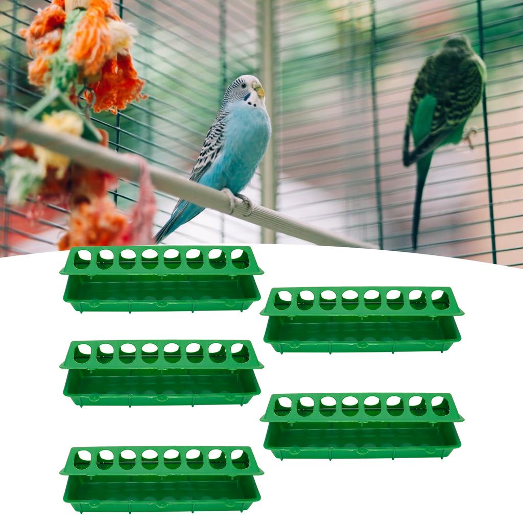 5Set Bird Feeding Trough Thicken Birdcage Hanging Feeder Bowl Box Feeding AccessoryGreen
