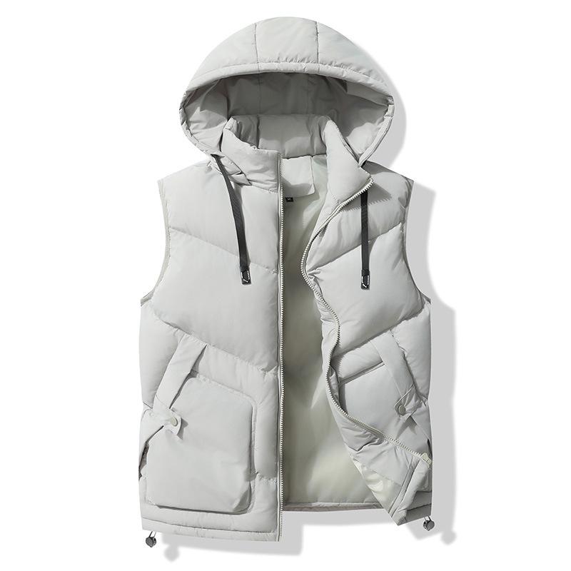Gilet Matelassé Épais en Duvet et Coton pour Homme avec Col Montant - Vêtement d'Extérieur Automne/Hiver