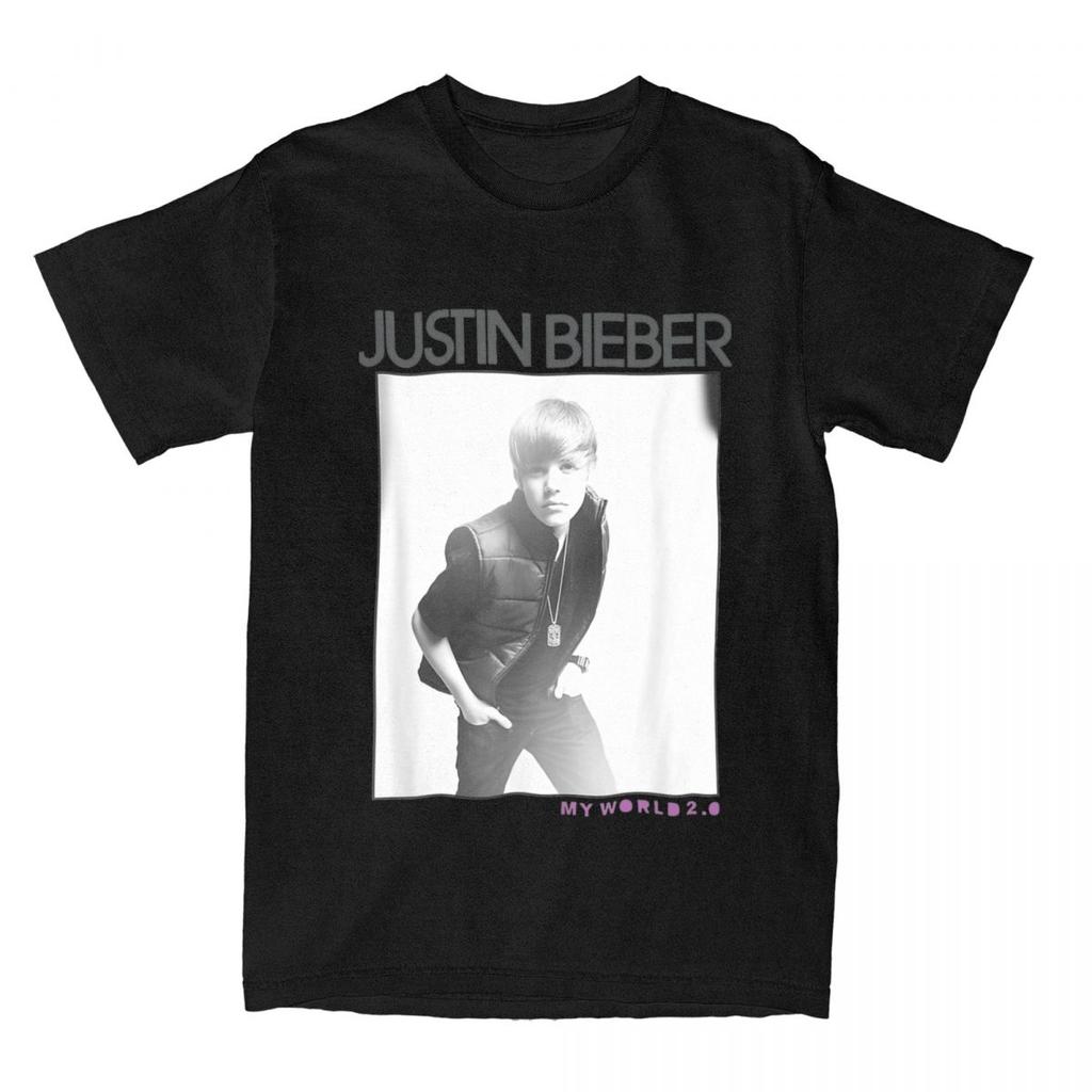 Men's Justins Biebers My World 2.0 Photo T Shirts Cotton Tops Novelty Short Sleeve O Neck Tee Shirt Gift Idea T-Shirts