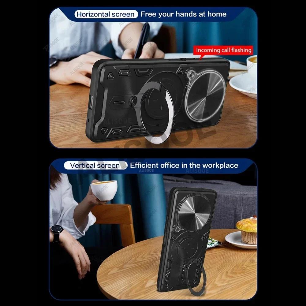 Para Nubia Focus Pro 5G Z2351N Funda Deslizante Cámara Anillo Magnético Soporte Protección Cubierta Trasera para ZTE Nubia Focus Pro 5G Capa Funda