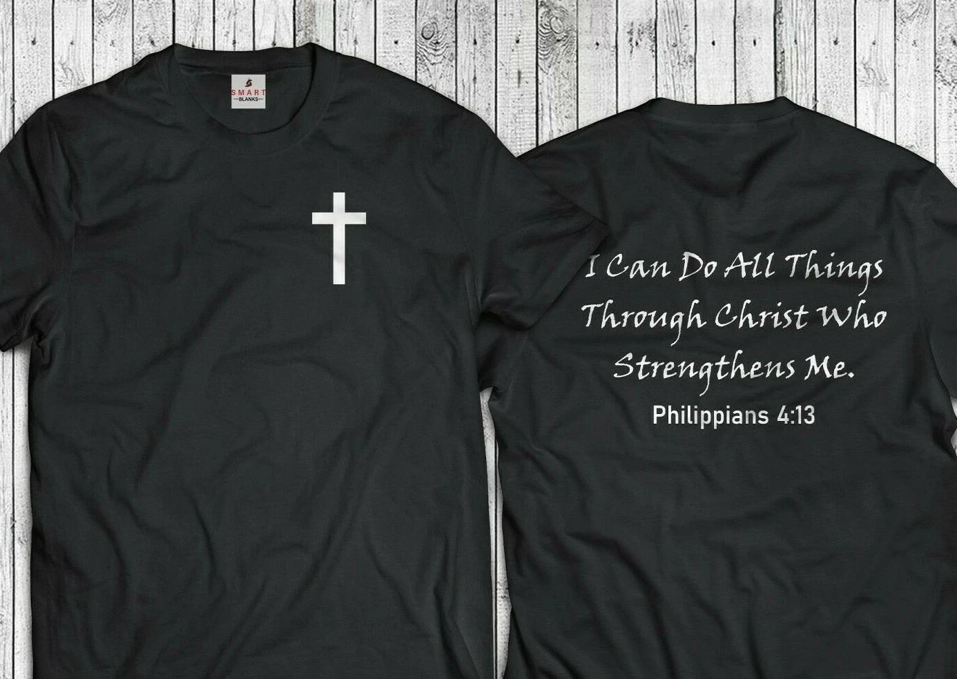 Front & Back Bible Verse T-Shirt Philippians 4:13 Jesus Christian Cross Church 3XL