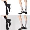 Cute Bowknot Pattern Long Calf Length Socks for Women and Girls Breathable Mesh Ribbed Student Cotton Stockings Hosiery