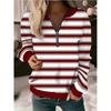 Womens V-Neck Half-Zip Long Sleeve Oversized Hoodie With Geometric Print Casual Comfort Fit 2025