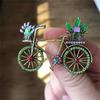 Creatieve Fiets Broche voor Dames Heren Mode Strass Bloemenmand Broches Spelden Sieraden Accessoires Feest Cadeaus 2025