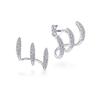 High-End Minimalist Triple Claw Zircon Stud Earrings - Curved Line Design for Women