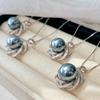 Vintage luxury Tahitian platinum gray black pearl pearl pendant bead pendant niche positive round strong light