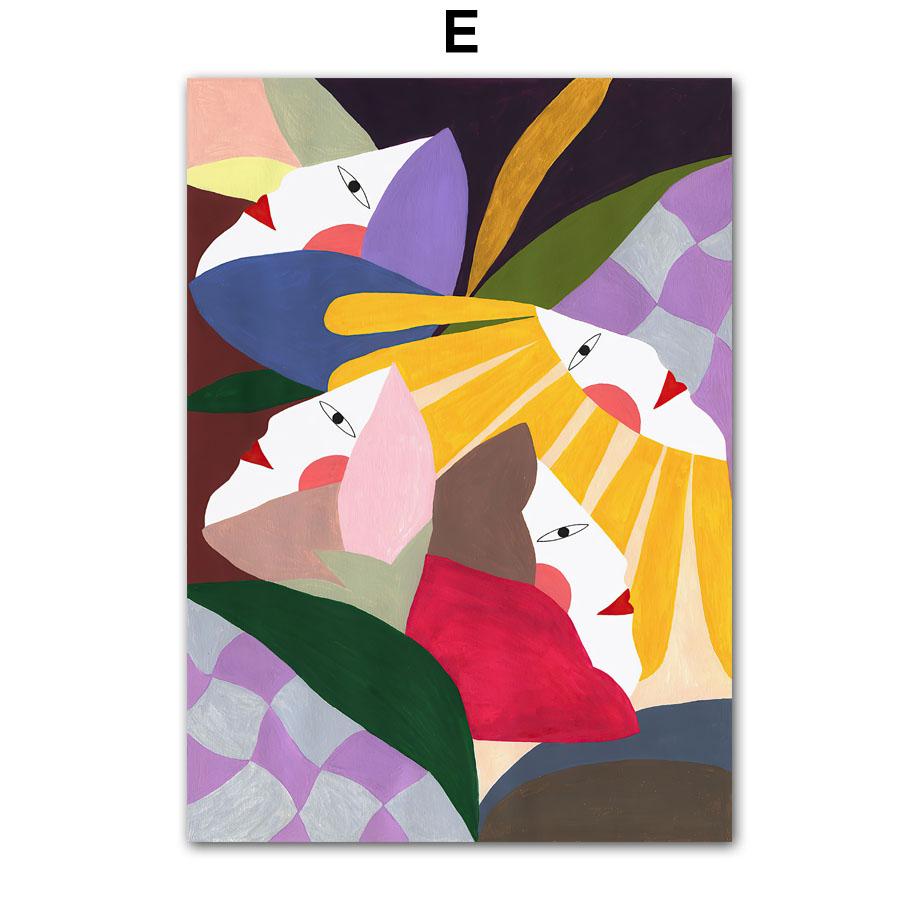 Abstract Lines Girl Vase Flowers Illustration Wall Art Canvas Painting Nordic Poster And Prints Pictures For Living Room Decor