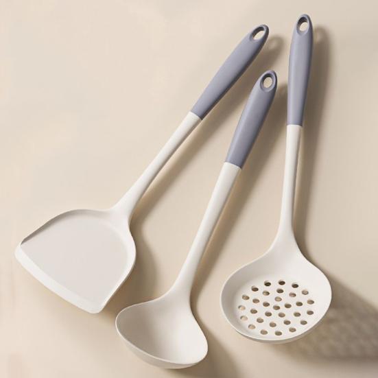 Silicone Spatula Non-Stick Cookware Safe Turner & Slotted Spoon Heat-Resistant Scratch-Free Easy-Clean Kitchen Utensils for Frying Stirring Serving