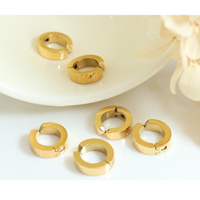 Korean Trend Titanium Steel No-Piercing Hip Hop Earrings, Non-Fading Street Fashion Studs